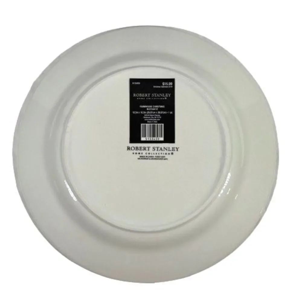 NEW Robert Stanley Farmhouse Christmas Dinner Plate Tis the Season Greenery Pine